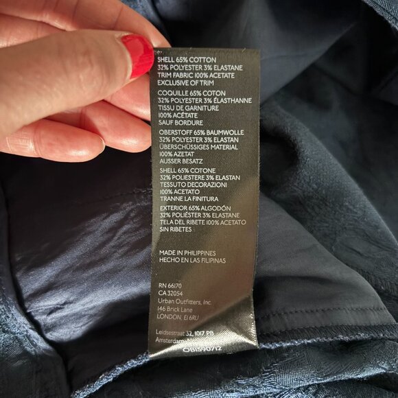 Anthropologie Jacquard Slim Fit Navy Blue Pants Size 10 Holiday Office - Picture 12 of 12